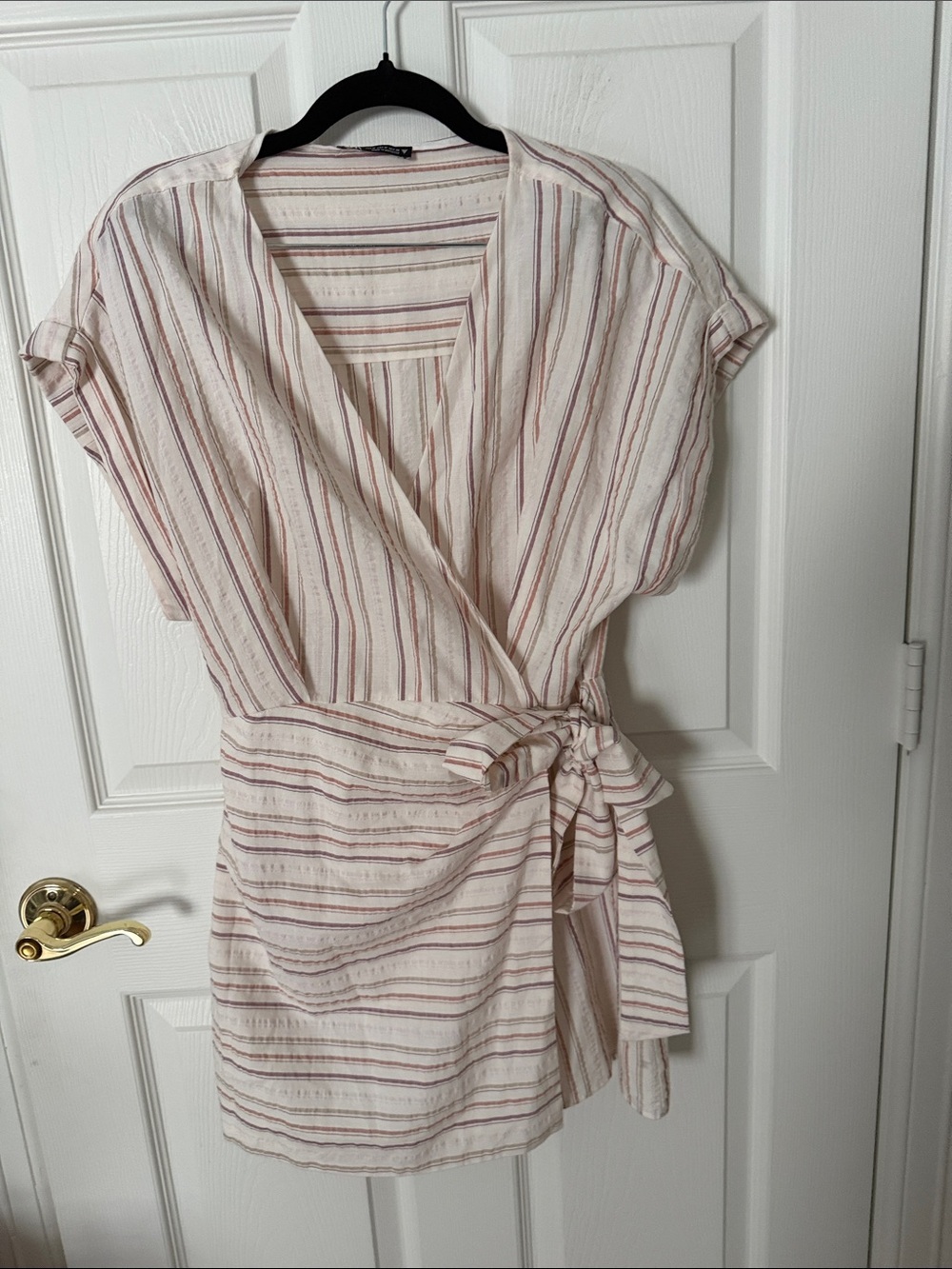 Striped Wrap skirt romper in Cream and Mauve Zara medium